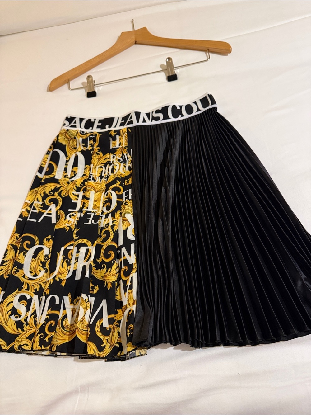 Versace Jeans Couture Black & Gold Pleated Circle Skirt